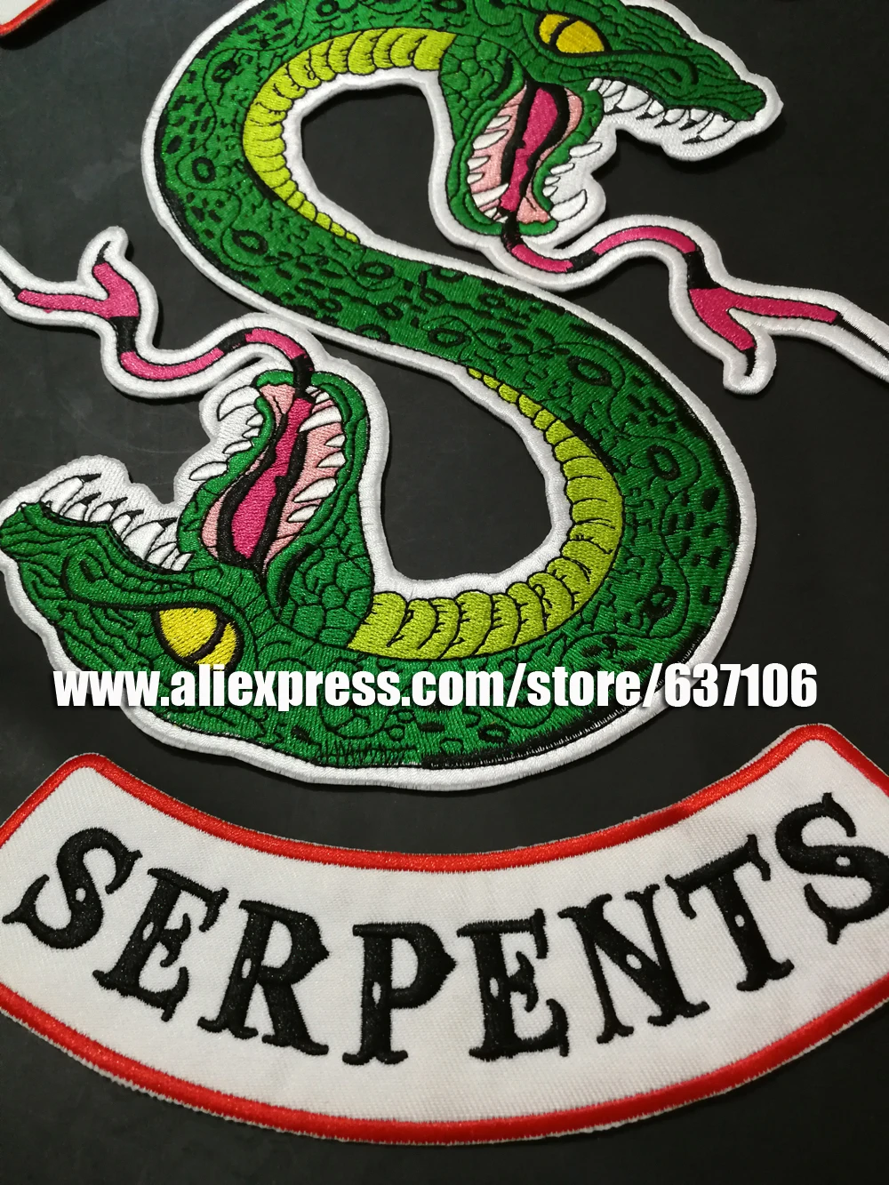 Пользовательские вышитые зеленые нашивки «Змея» для байкеров южной стороны патчи жилета Бейджи для одежды железные стикеры на аппликации этикетки