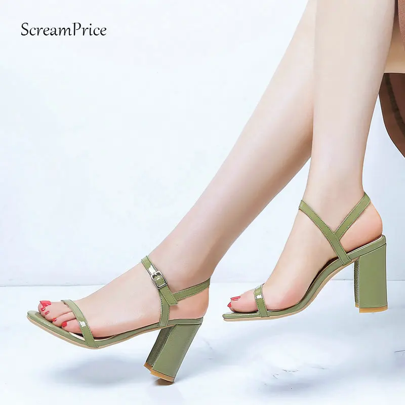 

Women High Quality Shoes Cow Leather Fashion Thick High Heels Sandals Sexy Party Shoes Size 34-43