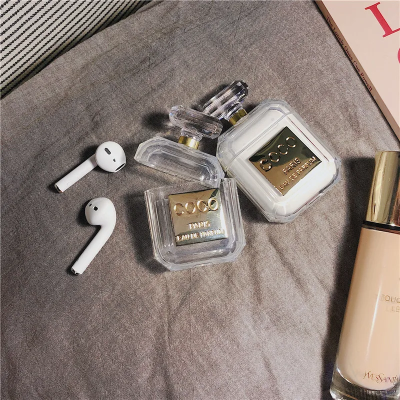 

50PCS Luxury perfume bottle Protective Cover For Airpods case Shockproof Case Cover TPU Silicone Box For Airpod For Girl