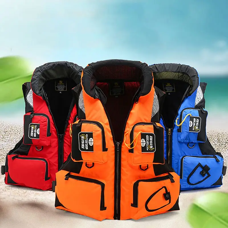 

Professional Fishing Life Vest Adult Reflective Collar Hooded Waistcoat Jacket