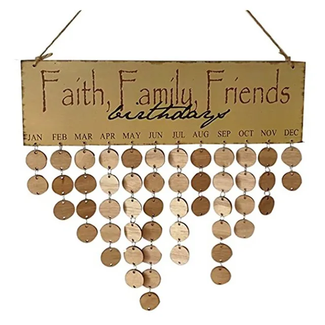 faith family friend diy wooden wall hanging decor birthday calendar