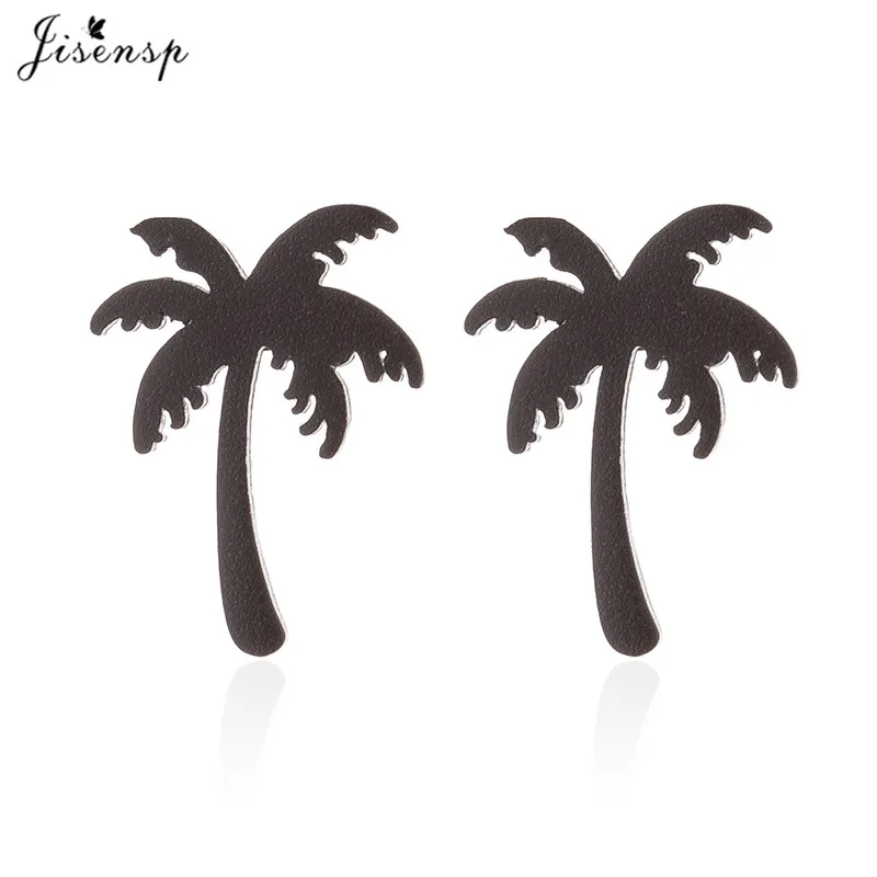 Jisensp панк женские кокосовые пальмы серьги в виде дерева летний праздник Гавайи серьги Бохо ювелирные изделия подарок девушки пляж серьги aretes - Окраска металла: black earrings