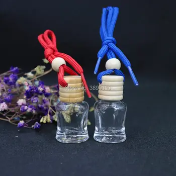 

4ml Car Perfume Bottle with Wood Cap Empty Refillable Bottle Hanging Cute Air Freshener Bottle F930