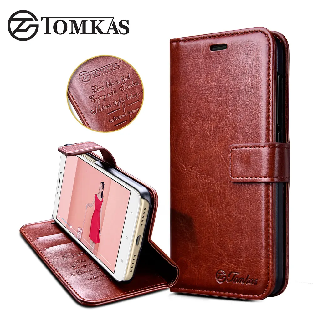 Tomkas Xiaomi Redmi 4x чехол кожаный бумажник PU с Стенд откидная крышка Coque случае