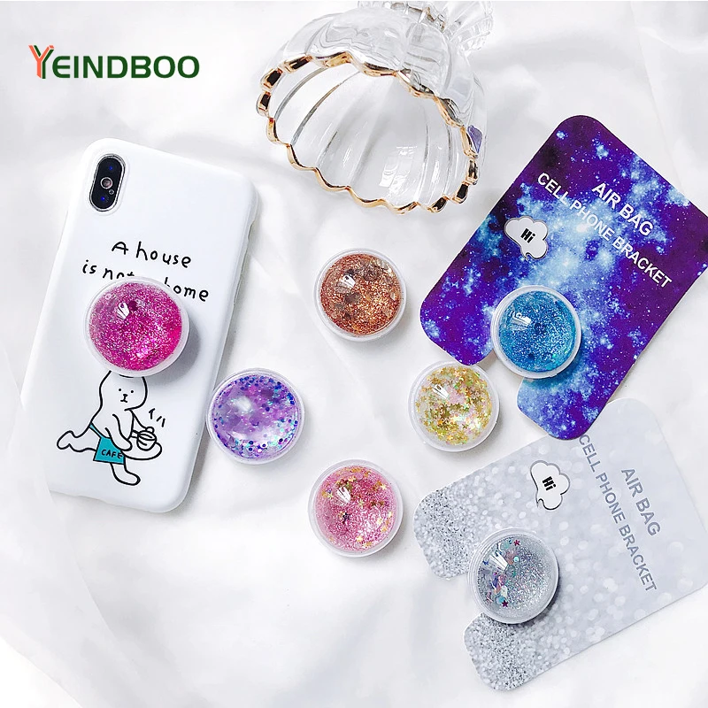 

Universal Fancy Colorful Quicksand Liquid Glitter Air-Bag Bling Grip Mount Stand Phone Holder Bracket Support Moble Phone New