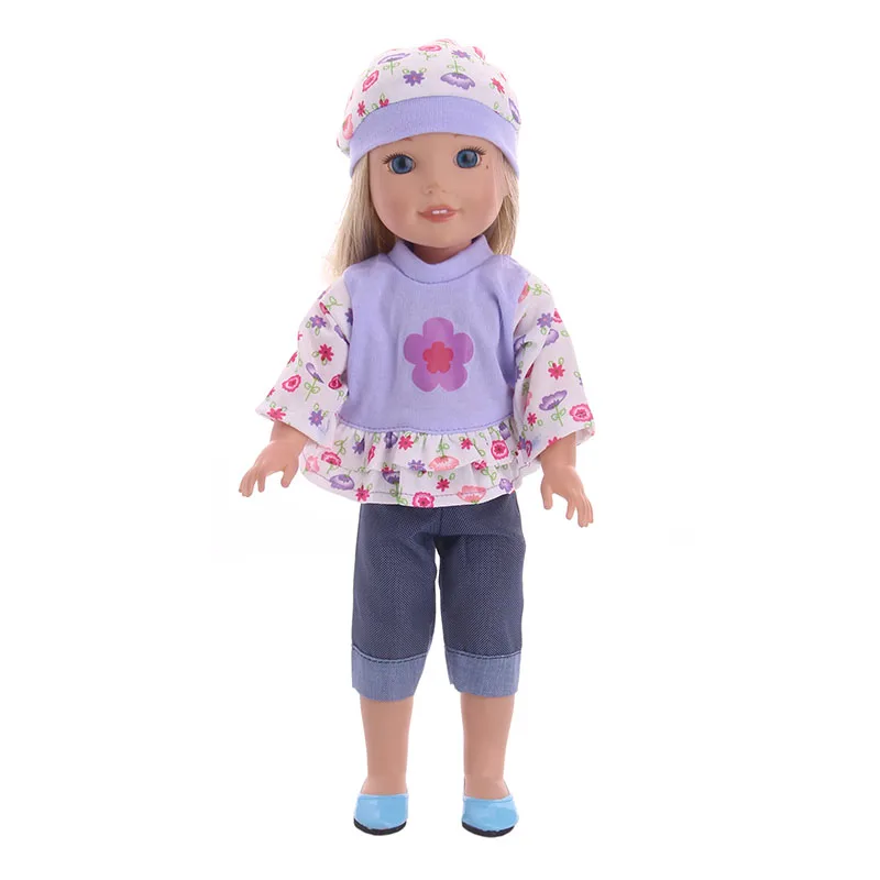 Одежда для кукол ZWSISU, топ+ джинсы+ шляпа для куклы 14 дюймов, 14,5 Дюймов, американская кукольная одежда wellie wisher