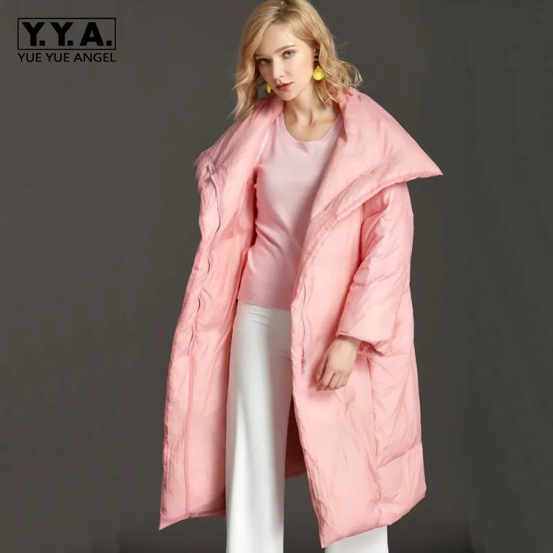 

Women Loose Fit Ultra Light Down Jacket 2019 Autumn Winter Female Casual Lapel Long Down Coat Warm Thick Plus Size 6XL Outwear