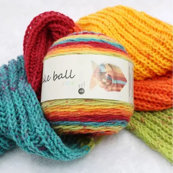 

200g/ball Worsted 3 ply Soft Colorful Section-dyeing Wool Yarn for Hand Knitting Baby Sweater Scarf Cotton Thread JX001