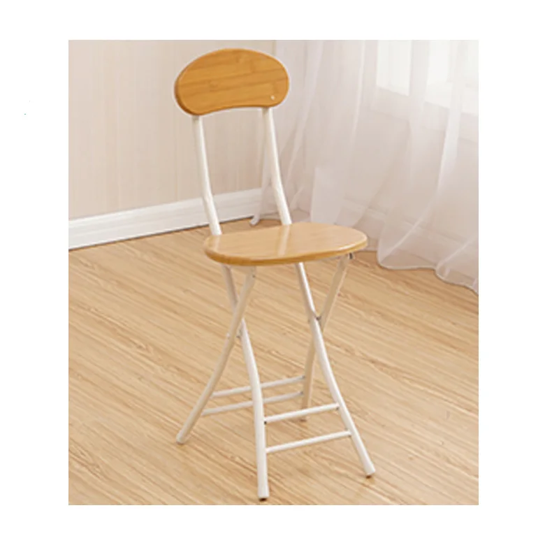 Складной стул минималистичный домашний портативный компьютерный стул - Цвет: Bamboo wood
