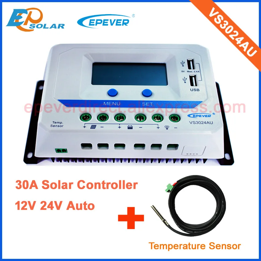 

30A VS3024AU PWM Solar battery charger 12v 24v auto type with temperature sensor