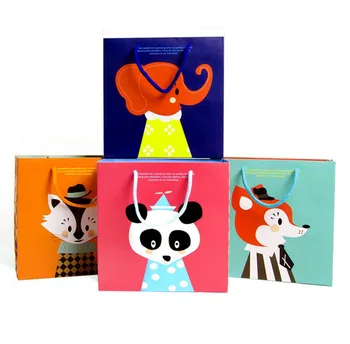 

20 Pack Cute Cartoon Animals Gift Paper Packaging Bags with Handle for Baby and Kids, Clothes Candy Chocolate Toys