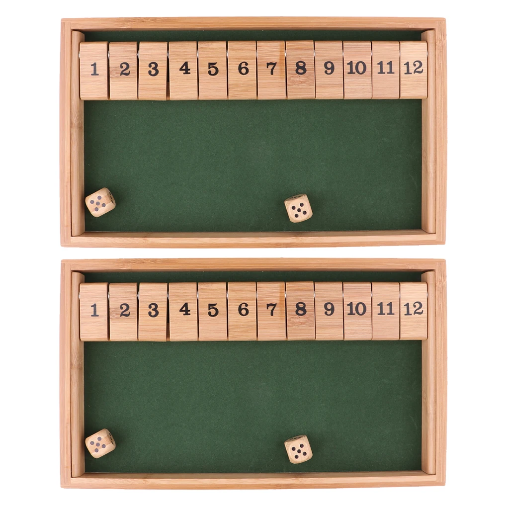 MagiDeal Shut The Box Game Wooden Board Number Dice Toy for Family/ Drinking/Party Game Leisure Play Toy