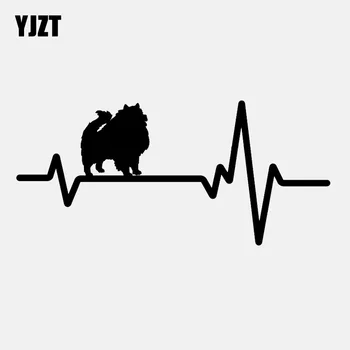 

YJZT 15.3CM*7.1CM German Spitz Love Adoption Rescue Heartbeat Vinyl Black/Silver Car Sticker C22-1172