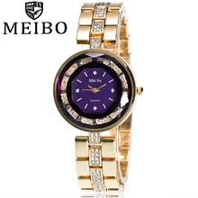 MEIBO De Luxe Marque De Mode Cristal Or Bracelet Montre Femmes Casual Quartz Montre Dames Montre D’affaires Montre Femme 2014