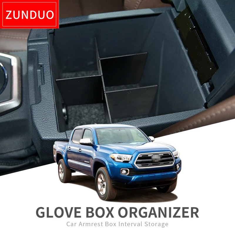 

ZUNDUO Car Armrest Box Interval Storage for Toyota TACOMA 2016-2019 Storage Console Tidying Box Black Central Storage Box