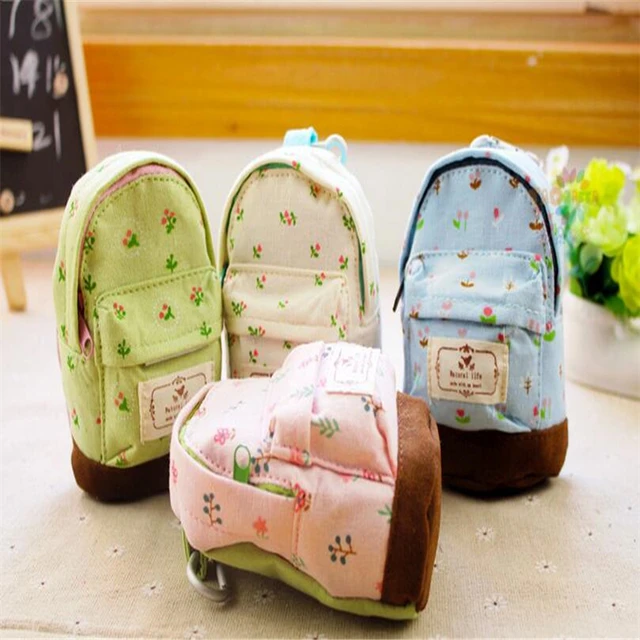 Cute Mini Linen Backpack Keychain Small Bag Design Keyrings Fresh Color