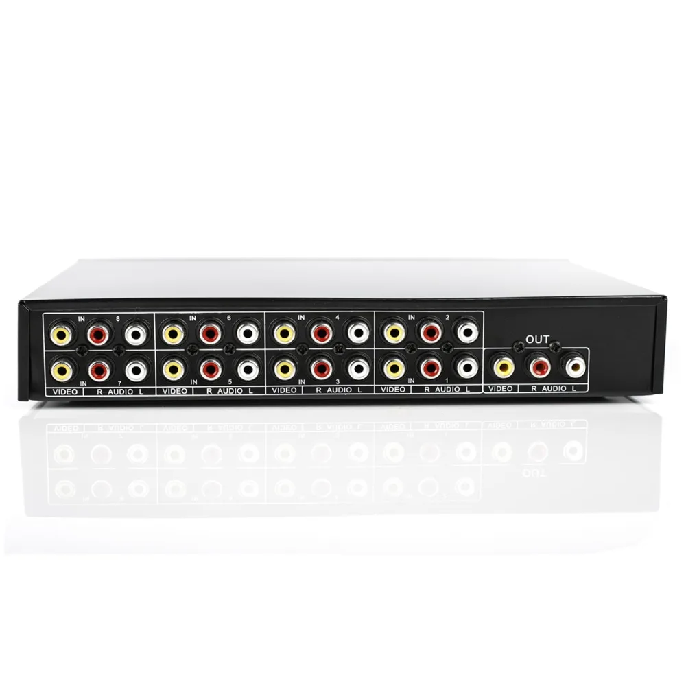 

8 Ports 1output Composite 3 RCA Video Audio AV Switch Switcher Box Selector 8 In 1 Out 8x1 8in 1out 8x1 for HDTV LCD DVD