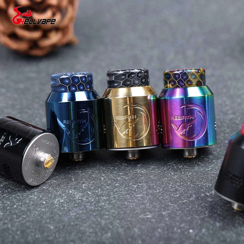 Оригинальный Hellvape возрождение RDA распылитель для электронной сигареты резервуар снизу Регулируемый вафельная воздуха Fit 510 упаковка