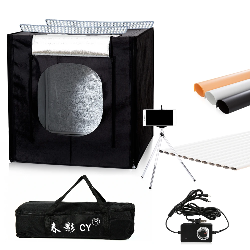 CY 60 * см 60 светодио дный LED световая палатка для студийной палатка Настольный стрельба софтбоксы lightbox + портативный сумка диммер адаптер переменного тока для ювелирных изделий и - изображение