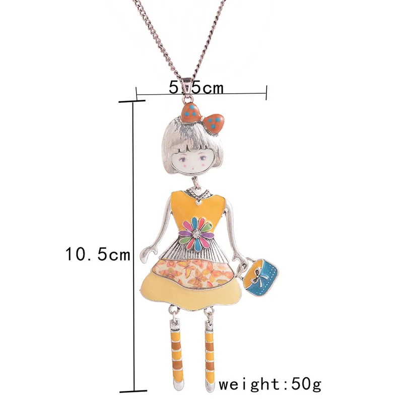 Милая кукла с розовым платьем ожерелье s & Подвески Женская мода эмаль мультфильмы колье ожерелье для женщин Свадебные аксессуары
