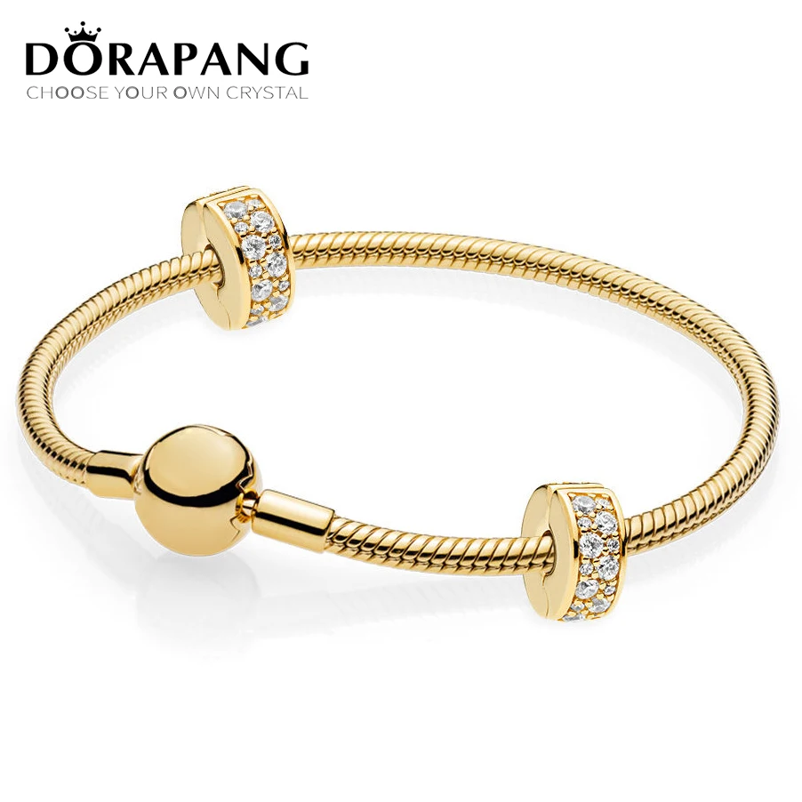 

DORAPANG 100% Sterling Silver Brand New 1:1 Plated 18 GOLD Color Fashion Dazzling Gold Classic Noble Bracelet Set as GIFT