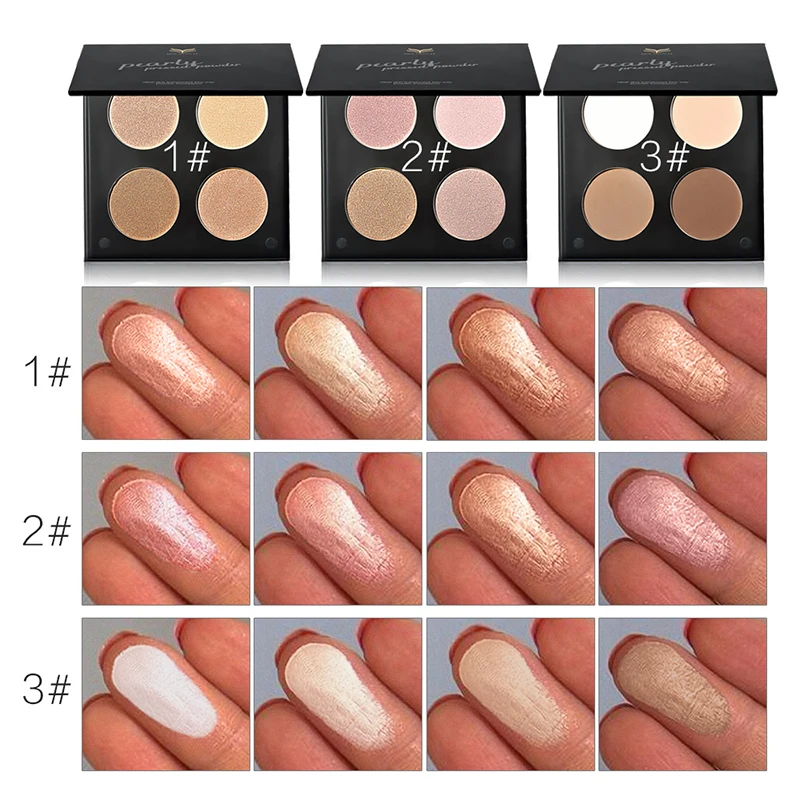 HUAMIANLI-Brand-4-Color-Bronzer-Highlighter-Powder-Makeup-Matte-Glitter-Face-Iluminador-Compact-Contour-Palette-Gloden