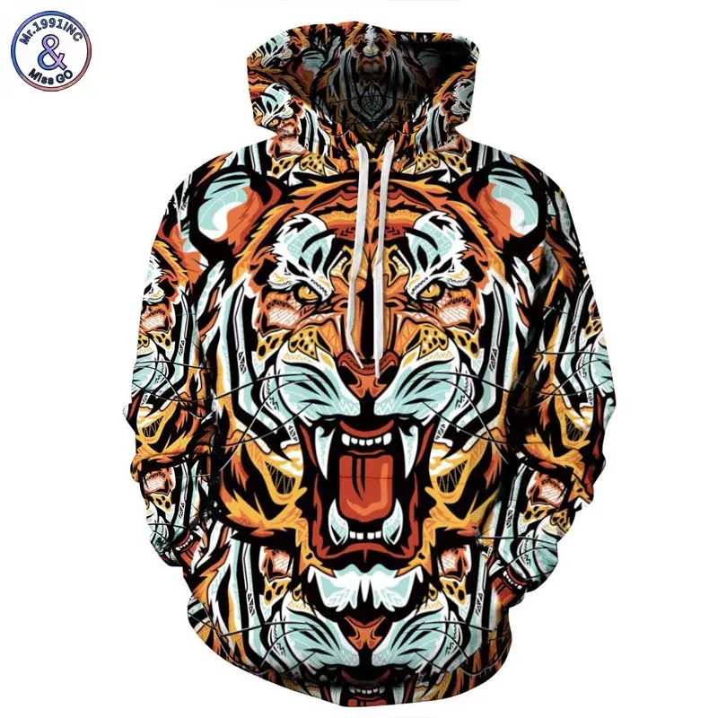 Mr 1991INC Fashion Men Women Brand Clothing Hooded Hoodies Pop Art Print Tiger 3d Sweatshirt Men