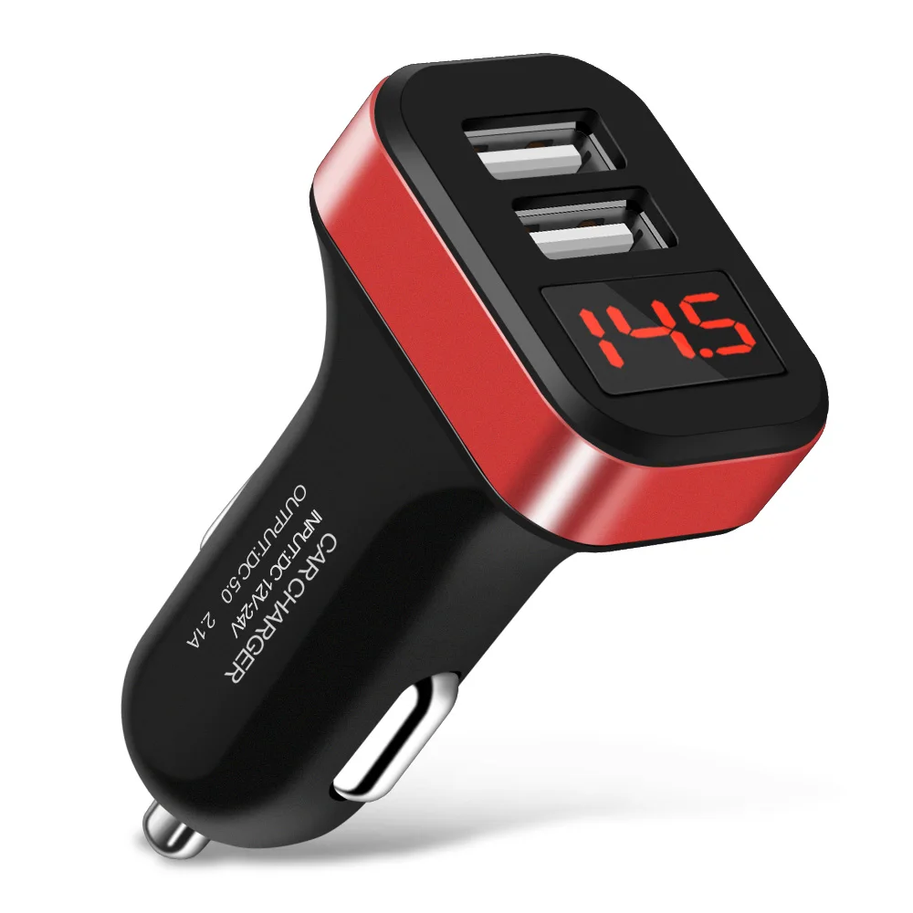 Universal Fast Charging Digital Display Dual USB Car Charger For iPhone X 8 7 Xiaomi Samsung Tablets GPS Smartphone Car-Charger (5)