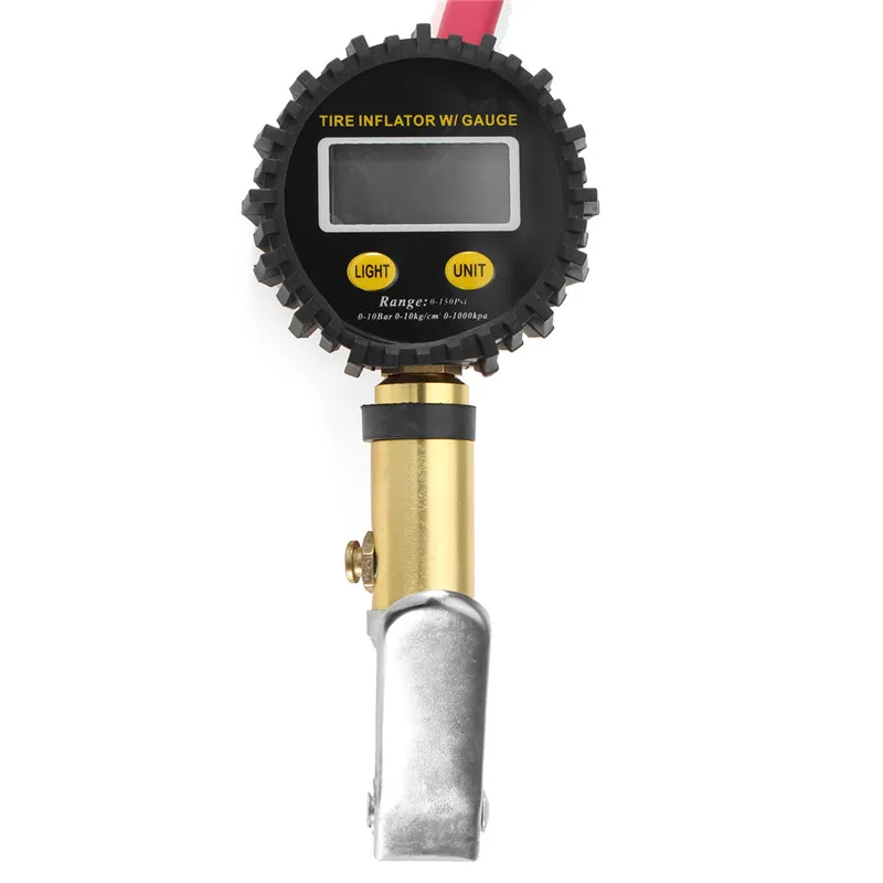 

220PSI Digital Display Trachea Tire Inflation Pressure Gauge Car Auto Zinc Alloy Aluminum Rubber