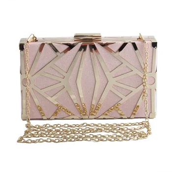 

Women Evening Bags Luxury Wedding Bride Handbags Crossbody Metal Box Elegant Clutch Glitter Chain Bag