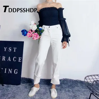 

Refreshing Design White Color Women Pants 2019 New Design Slim High Street Casual Female Trousers