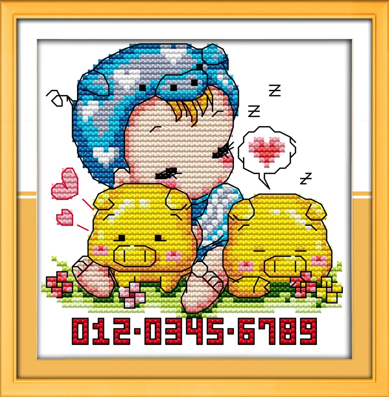 

Lovely Baby Pig - boy Counted Cross Stitch 11CT Printed 14CT Cross Stitch Set DIY Cotton Cross-stitch Kit Embroidery Needlework