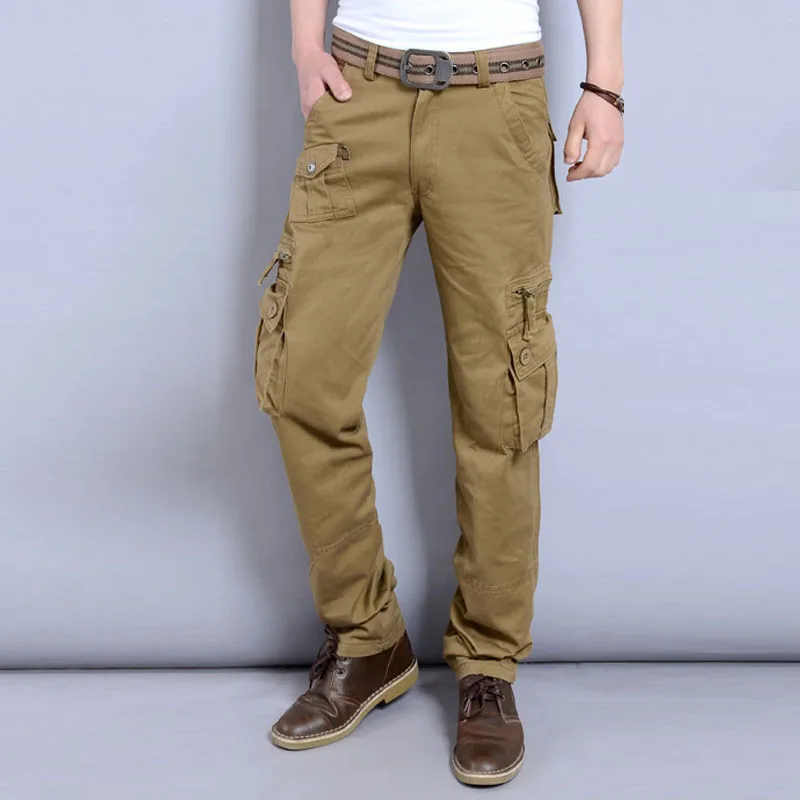 2019 мужские брюки-Карго повседневные мужские многокарманные комбинезоны мужские армейские хлопковые брюки армейские Беговые брюки в