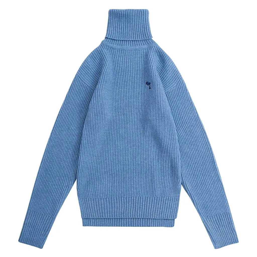 Chaud Broderie Surdimensionné Pull Chandails Mode Tricots Roulé À Coréenne rose Bleu Hiver Dauphin Haute Femmes Col Qualité Épais vq55wf6Fxn