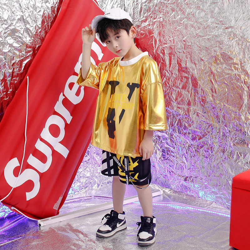 Kids Loose Tshirt short Pants dancing Stage wear Outfits Girls Boys Concert Costumes Modern Jazz Hip Hop dance wear Clothing