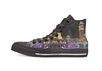 

Lighting Up the Night in Neon Colorful Canals and Gondolas at the Venetian Las Vegas Casual High Top Canvas shoes sneakers