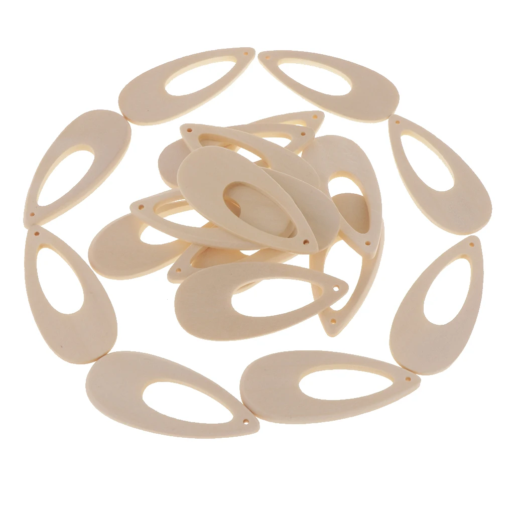 20pcs Plain Wooden Drop Charms Unfinished Wooden Beads Tags for Earrings Jewelry Making DIY Decorative Pendants