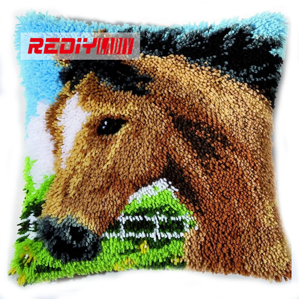 HOT Latch Hook Cushion Kits Gift DIY Needlework Crocheting Throw Pillow