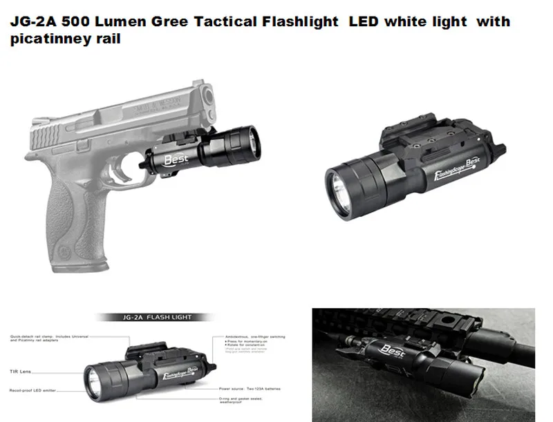 Lúmen à Prova de Intempéries Âmbito Pistola Revólver Arma Lanterna Piscando Led White Light Fit Picatinny Rail Universal 420 7 Luzes de armas