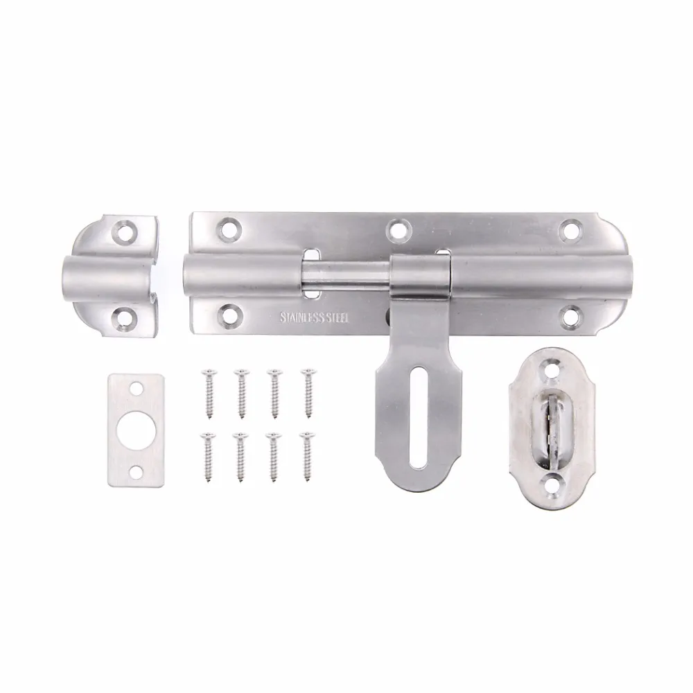 

LWZH Sliding Bolt Gate Door Latch Lock, 6" Stainless Steel Security Barrel Latch Hasp Pin with Padlock Hole for Fence Barn Door