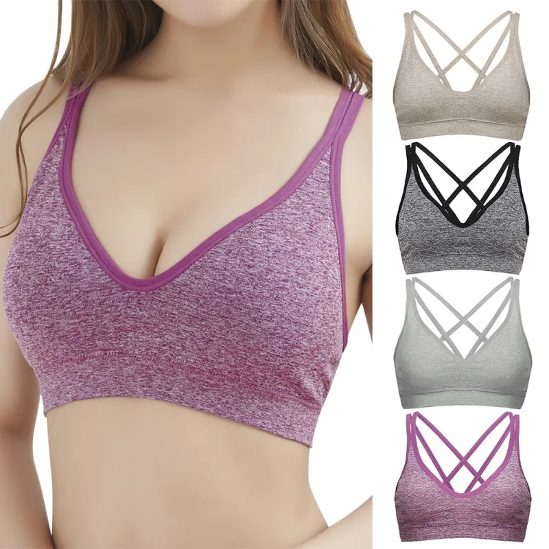 

Sexy Cross Strap Back Spring Summer Push Up Padded Fitness Yoga Crop Tops Sexy Bralet Brassiere Bralette Women Tank Top