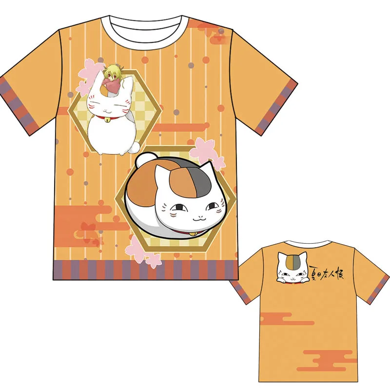 

Natsume Yuujinchou T-shirt Nyanko Sensei Tops & Tees Cat Teacher Colorful Printed With Summer Short Sleeve
