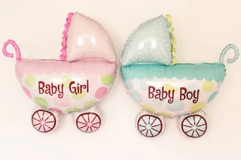 

Free 10pcs Helium balloons Baby Shower Baby boy Baby girl carriager Foil Balloons Birthday Party Decoration 100*80cm wholesale
