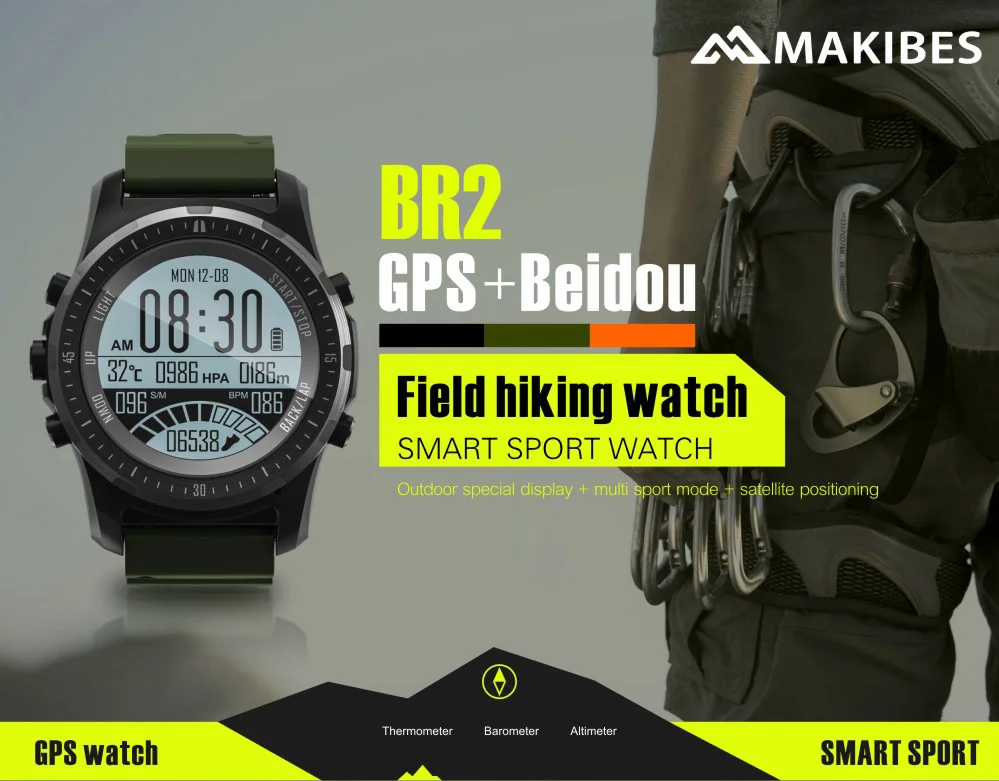 Makibes BR2 gps Компас спидометр спортивные часы Bluetooth Пешие прогулки мульти-Спорт Фитнес Трекер Смарт часы носимые устройства