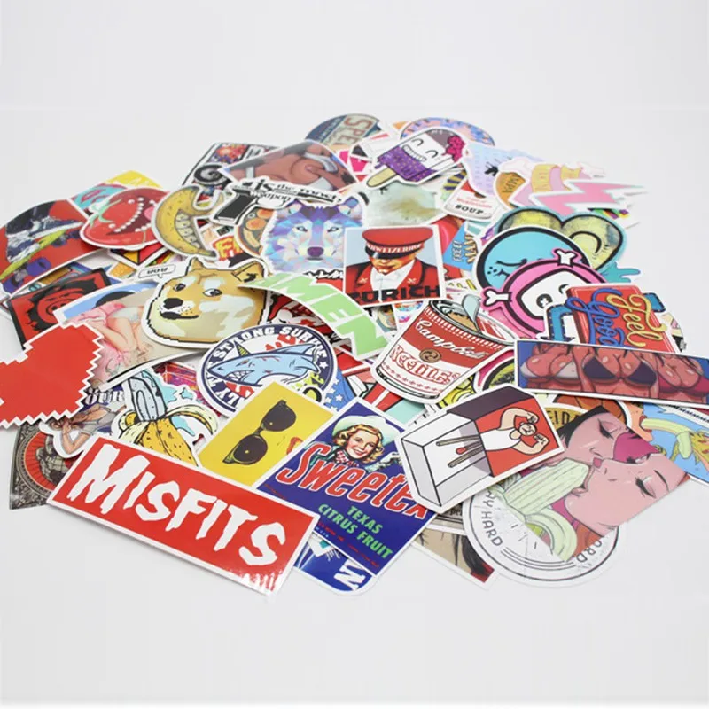 

50 Pcs Hand Writing Sticker Toys Random Send Children Waterproof Luggage PVC Handbag Decoration Stickers