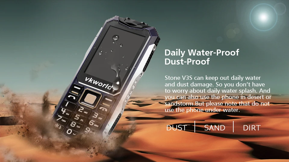 VKWorld V3S Водонепроницаемый 2,4 дюймов 2200 мАч fm-радио Bluetooth мобильный телефон двойной светодиодный светильник мобильный телефон с двумя sim-картами Арабский Английский Клавиатура