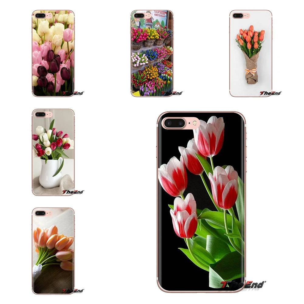 

Red Blue Spring Tulips flower field TPU Transparent Cover Bag For Huawei Mate Honor 4C 5C 5X 6X 7 7A 7C 8 9 10 8C 8X 20 Lite Pro