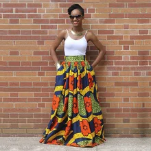 Модная африканская Женская юбка, летняя трапециевидная юбка, цифровая печать, длина до пола, элегантные платья, высокая талия, винтажные юбки