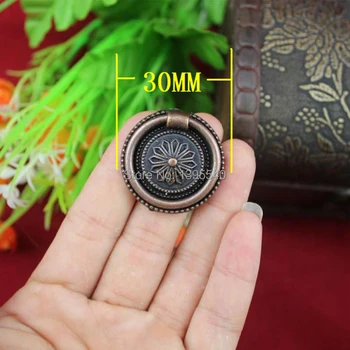 

New 10pcs 30mm Antique Copper Zinc Alloy Furniture Hardware Wine Cabinet Drawer Cupboard Closet Knob &Handles Bar Pulls