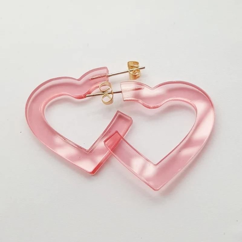 

2019 NEW Fashion Transparent Jelly Summer Vacation Geometry Love Round Drop Earrings 3CM